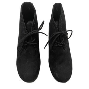 Time and True Black Faux Suede Lace Up Wedges Women's Size 7
